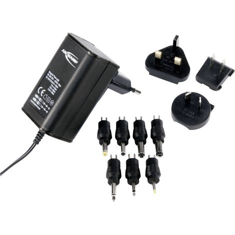 Ansmann 1209-0000 Alimentatore a spina regolabile 3 V/DC, 4.5 V/DC, 5 V/DC, 6 V/DC, 7.5 V/DC, 9 V/DC, 12 V/DC 600 mA 7.