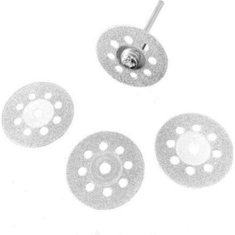 Disque Diamant de Coupe, 20Pcs 22mm Diamant Mini Disques à Tronçonner avec 4 Pièces Mandrins Tiges pour Disques Rotatifs pour Dremel (1/3)