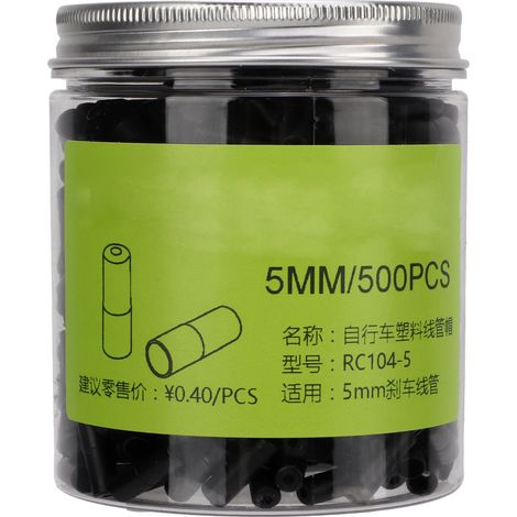 500 Stück Fahrradbremszughüllen, 5 mm, hochfester Kunststoff, glatte Kanten, Hochleistungs-Polymermaterial für Fahrradbremszüge (1/5)