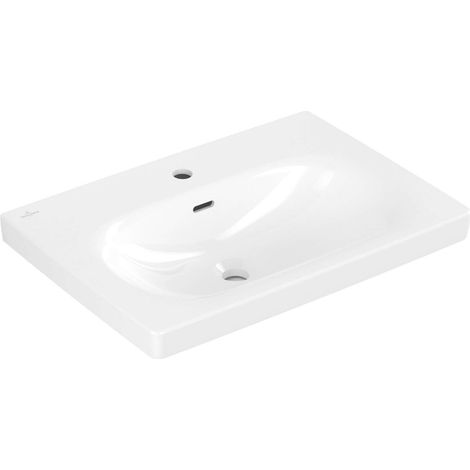 Villeroy & Boch Skyla - Lavabo 65x46 cm, con rebosadero, orificio para grifería, CeramicPlus, Blanco Piedra 5A5165RW (1/3)