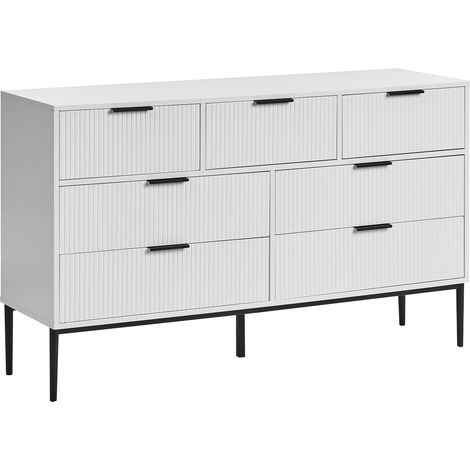 Cómoda moderna de MDF 7 cajones patas metálicas armario dormitorio blanco Leduc (1/5)