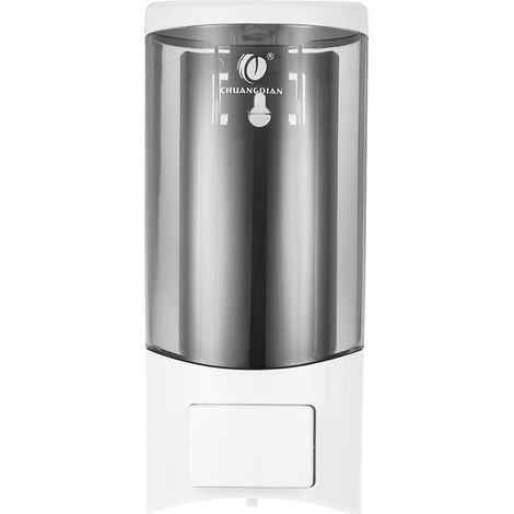 CHUANGDIAN Distributeur de savon liquide manuel mural 1 flacon ABS+PC 500ml doré champagne argent blanc pour salle de bain publique hôtel école avec clé étiquette