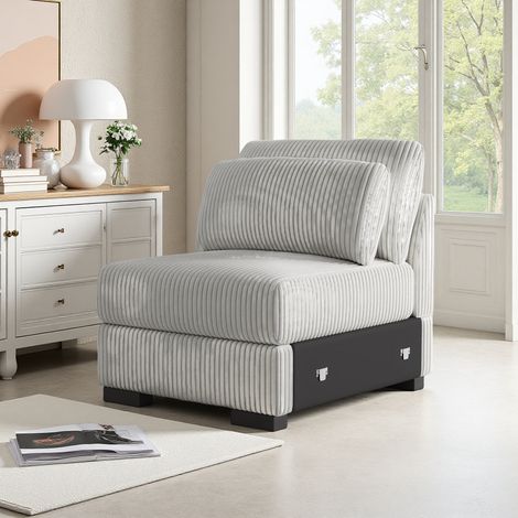 Canapé 1 Place Modulaire, 74 cm de Large, Confortable pour Salon/Appartement/Bureau, Velours Gris