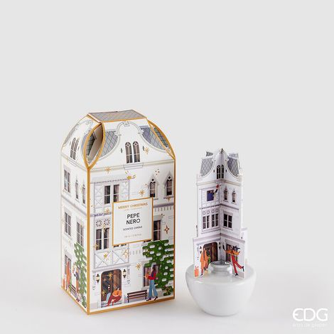 EDG Enzo De Gasperi Profumatore Bottiglia di Natale Rue de Rivoli 100 Ml H 22 Cm Black Pepper Bianco
