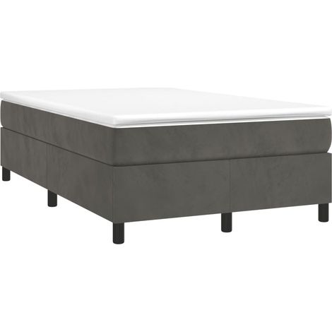 Lit double  Lit adulte  Sommier à lattes de lit et matelas gris foncé 120x190cm velours