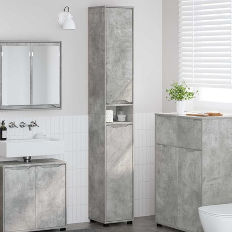 Colonne de salle de bain avec portes gris béton 30,5 x 30 x 195 cm - PANGIVO (1/5)