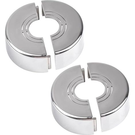 Ensemble de deux cache tuyaux muraux en plastique pour la décoration des trous de tuyauterie installation facile plaque de recouvrement ronde ajustable raccords de tuyauterie (1/5)