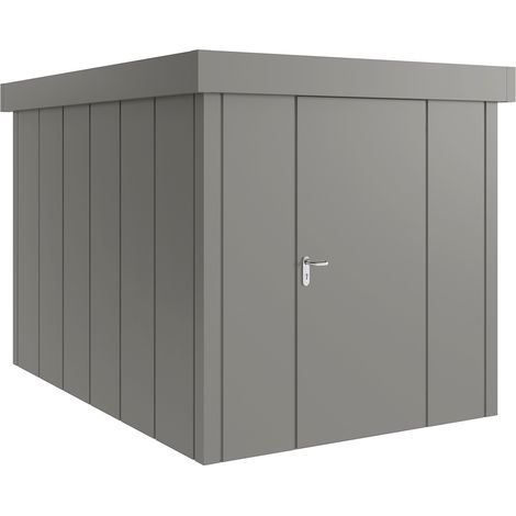 Hörmann Metall-Gerätehaus "Juno" mit Flachdach, JFD7 - Design, 214 x 310 cm (B x T), graualuminium, 1-flüglige Tür, Anschlag rechts (1/5)
