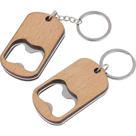 Lot de 2 ouvre-bouteilles en bois naturel avec aimant, porte-clés durable pour homme, cadeau pratique et élégant
