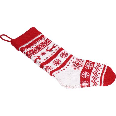 Großer gestrickter Weihnachtsstrumpf mit Süßigkeitentüte, wunderschöne Weihnachtsdekoration, hängende Strümpfe, doppelter Hirsch (1/5)