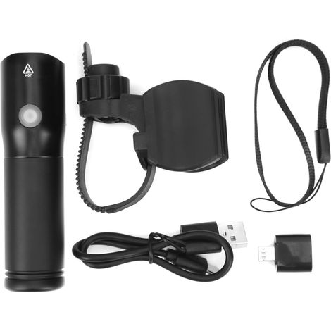 Phare de vélo étanche IPX6 rechargeable USB, lumière avant pour bicyclette avec fonction d'avertissement (1/5)