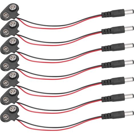 Lot de 20 connecteurs à pince pour piles 9 V, câble de connexion, composants de contrôle industriel, prise CC 2,1 mm