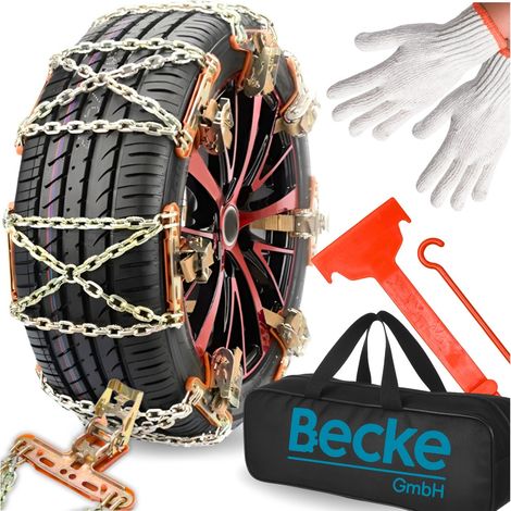 Cadenas para nieve, 4 unidades, universales para ruedas de coche + funda, accesorios BECKE (1/5)