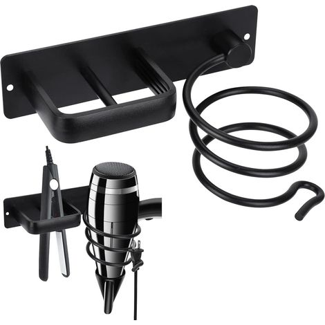Haartrocknerhalter – Haartrockner und Haartrocknerhalter – praktische Haarglätter-Aufbewahrung – Schwarz (1/5)