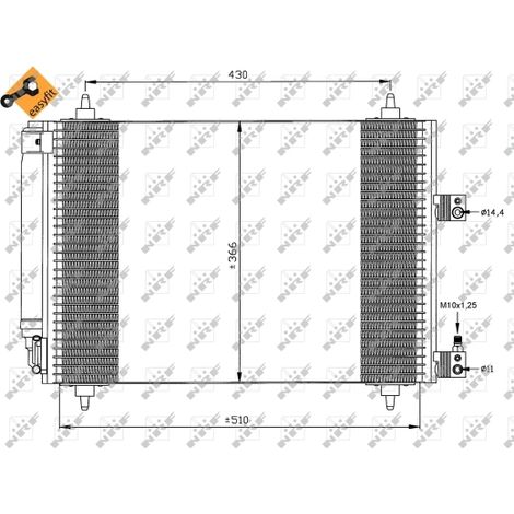 Condenseur, climatisation NRF 35443 CITROËN 6453FH 6453FP 6455AC 9632629580