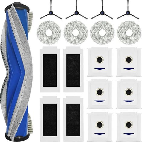 Vtizikl T30 Accessoires de rechange pour ECOVACS DEEBOT T30 PRO OMNI / T30 OMNI Aspirateur Robot, 1 Brosse Principale, 4 Filtres, 4 Brosses Latérales, 4 Serpillières, 4 Sacs à Poussière Antibactériens (1/4)