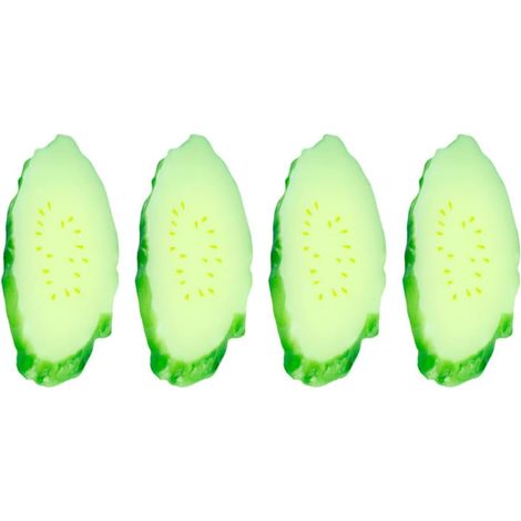 4pcs Creative Green PVC Cucumber Slices, Realistic and Durable Model, Vegetable Props for Home Decor and Photos (1/5)