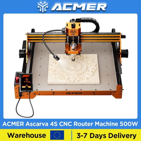 Machine de fraisage CNC, Zone de travail 400x400x80mm, Vitesse d'engraving maximale 1000mm/min, Vitesse de mouvement maximale 5000mm/min, Puissance totale 96W, Dimensions 698x612x348mm (1/5)