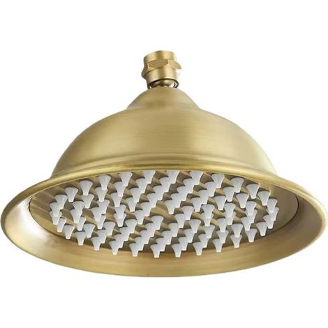 Runder Duschkopf aus Edelstahl im europäischen Stil, 20 cm (8 Zoll), antik, goldfarben