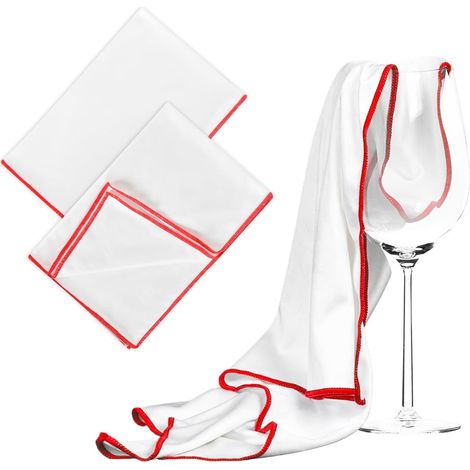 Lot de 2 Chiffons à Verres à Vin, Grands Torchons Microfibre Ultra-Doux, Absorbants et Réutilisables pour Polir Verres, Cristal, Vaisselle et Couverts - 60 x 45 cm (1/3)