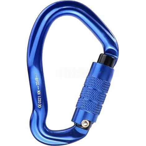 Beyamis Mousqueton à verrouillage automatique 23 kN, boucle en D robuste, lot de mousquetons à anneau en D, pour escalade, rappel et hamac, clip de verrouillage bleu (1/5)