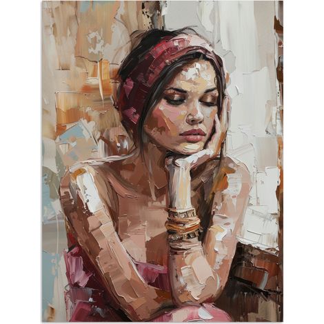 AFFICHE Femme - Peinture - Portrait - Moderne Décoration Murale 60x80 cm (1/4)