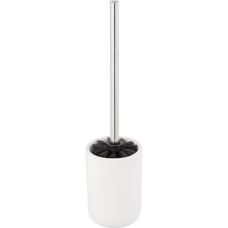 Allstar Porta scopino WC Olinda, forma conica, porta scopino con finitura opaca, realizzato in ceramica, con scopino per WC in nero, dimensioni (L x P x A): Ø 9,5 x 40 cm, bianco (1/2)