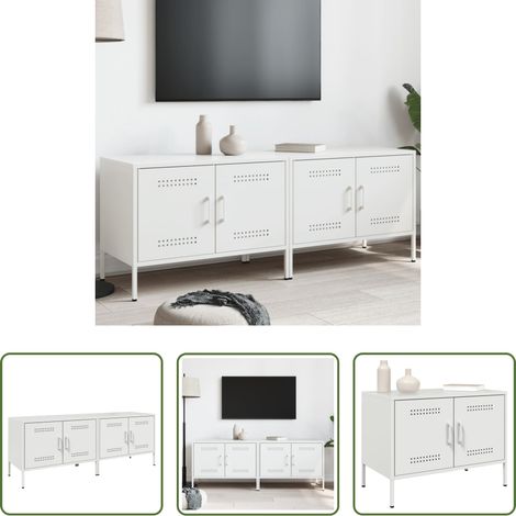 Stahl - TV-Schränke 2 Stk. Weiß 68x39x50,5 cm Stahl (1/5)