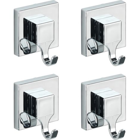 WENKO Ganci Appendiabiti-Portasciugamani da muro, soluzione senza foratura, innovazione "Vacuum Loc Plus", Set di 4