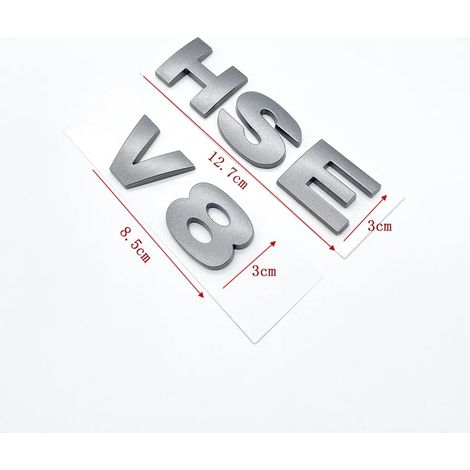 (Gris V8 HSE, Style 1) - Autocollant logo 3D ABS V8 HSE pour coffre arrière de voiture, compatible avec Land Rover Discovery 3, 4 et Freelander 2. (1/5)