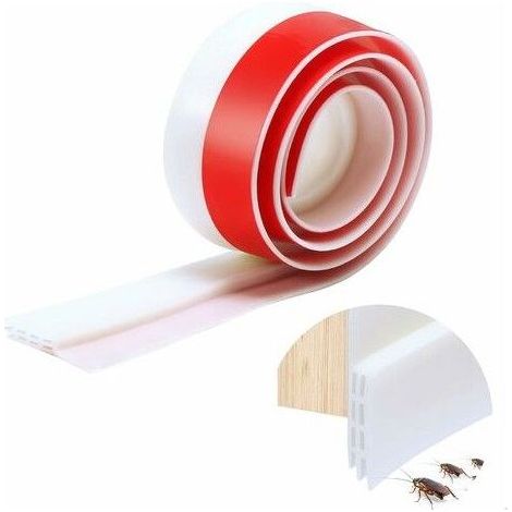 Calfeutrer Bas de Porte Anti Froid Adhésif 100cm x5cm, Porte Bas Joint Strip,Blanc Bande d'Etanchéité en Silicone Souple (1/5)