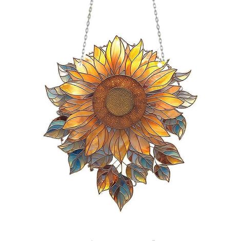 Décoration de fenêtre tournesol en acrylique, vitrail tournesol à suspendre, décoration intérieure (1/5)