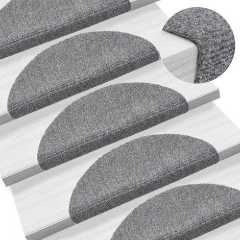 vidaXL Stair Mats Self-adhesive 5 pcs 56x17x3 cm Light Grey Half Round