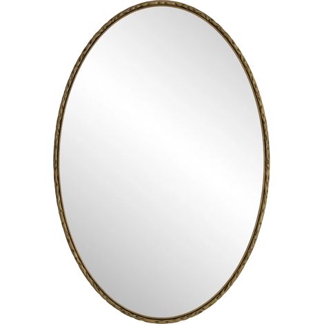 Miroir Mural Ovule en Fer avec Effet Antique, Cadre Or, pour Salle de Bain, Chambre et Salon (1/5)