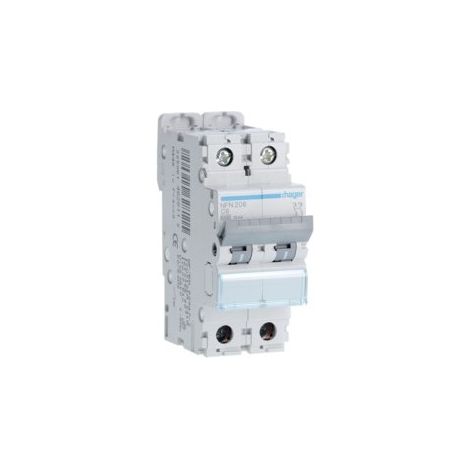disjoncteur hager - 2 pôles - 6a - 6ka - courbe c - vis / vis (1/2)