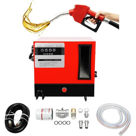 Bomba de gasóleo Bomba de combustible autoaspirante 230 V 60 L/min 550 W Bomba de gasóleo de calefacción con cierre automático Pistola de gasóleo de calefacción, manguera de gasóleo de 1 pulgada (1/5)