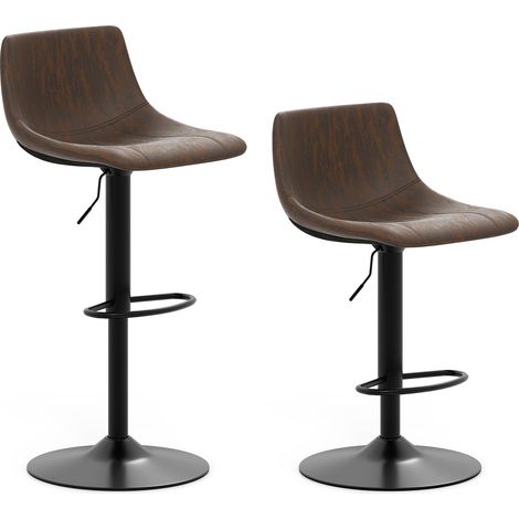 COSTWAY Lot de 2 Tabourets de Bar Pivotant, Chaise de Bar en Tissu Technique, Hauteur Réglable, Siège Rembourré, Résistant aux Taches, Cadre en Métal, Chaise Haute Bar Vintage Esthétique Moderne (1/5)