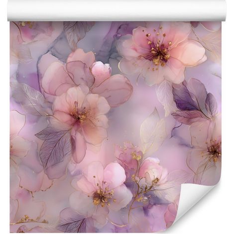 Carta da parati viola, rosa e rossa per soggiorno e camera da letto, 50x1000 cm (1/5)