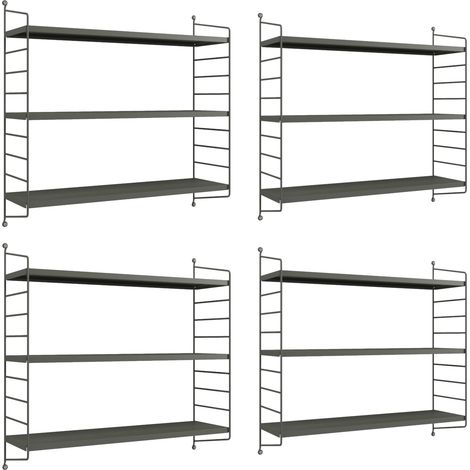 Modulares Wandregal Strängnäs 4er Set Anthrazitgrau [en.casa] (1/5)