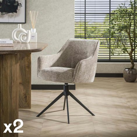 Chaise pivotante grand confort en velours texturé sable (lot de 2) MELBOURNE (1/5)