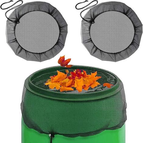 Filet pour Citerne de Pluie 2Pcs Protection Réglable de pour Les Tonneaux de Pluie Housses en Maille pour Tonneau de Pluie avec Cordon de Serrage Réglable Convient pour Une Utilisation en Extérieur (1/5)