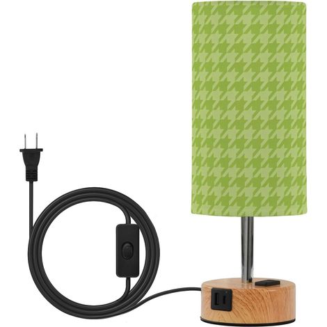 JUNZAN Lampe de table motif pied-de-poule verte avec ports USB C (1/5)