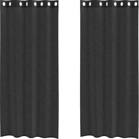 Maison Exclusive - Voile Vorhänge mit Ösen 2 Stk. Schwarz 140x245