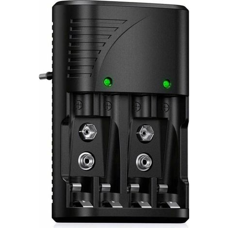 Chargeur de Piles Universel pour AA/AAA/9V, Chargeur Rapide 6802 pour Piles Rechargeables NI-MH AA/AAA ou 9V, avec Indicateur LED, Tension Mondiale. (1/4)