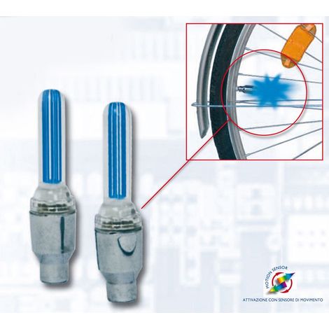 Coppia LED colorati lunghi per valvole bici con sensore di movimento