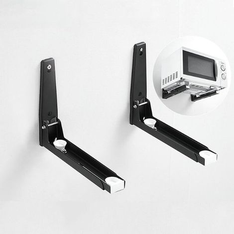 8 piezas, estante para microondas, montaje en pared, estante doméstico, apto para almacenar microondas y horno, negro, 253.520cm (1/5)