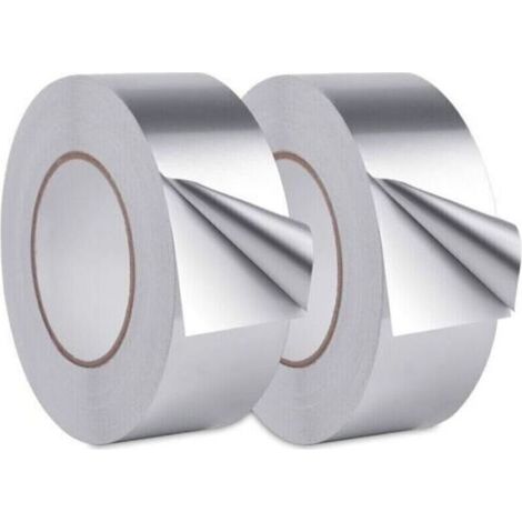 Ruban Adhésif Aluminium,Aluminium Bande d'étanchéité, scotch aluminium etanche, Pour cuisine, salle de bain, électricien, surface métallique, 20m30mm (2 rouleaux, argent) (1/4)