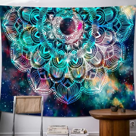 Mandala tapisserie tentures murales jeter couverture mystérieuse nébuleuse étoiles tapisserie murale décor mural literie couvre-lit 150x130 cm
