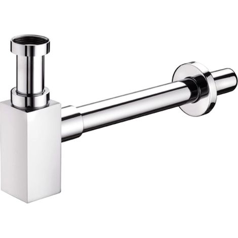 Siphon carré Caréis en laiton chromé pour lavabo sous coque