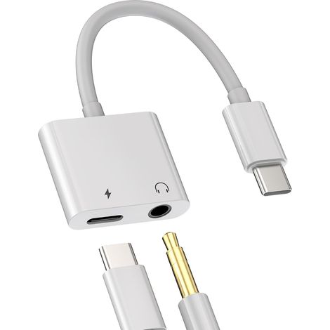 Adaptateur USB C vers Jack Ecouteur Cable(2 en 1)écouteur 3.5mm Audio Casque Chargeur USB-C Compatibles pour Samsung Apple iPhone 15 Pro Max Plus iPad Air Mini Huawei Xiaomi Câble Double Prise Adapter (1/5)